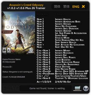 Assassin’s Creed: Odyssey Trainer for PC game version v1.0.6