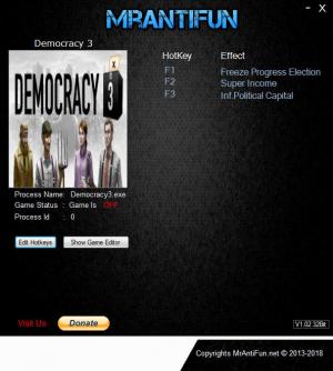 Democracy 3 Trainer for PC game version v1.34