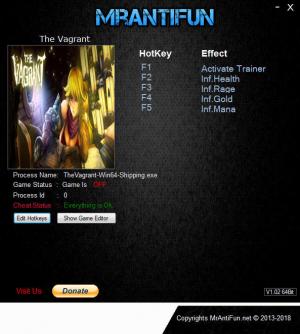 The Vagrant  Trainer for PC game version v1.455.181117