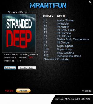 Stranded Deep Trainer for PC game version v0.51.00 64bit