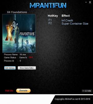 X4: Foundations Trainer for PC game version v1.10