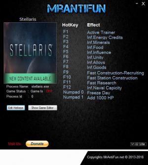 Stellaris Trainer for PC game version v2.2.1