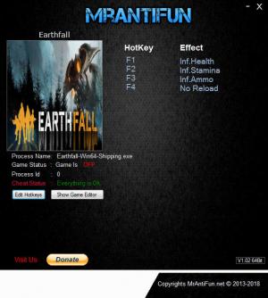 Earthfall Trainer for PC game version v10.12.2018