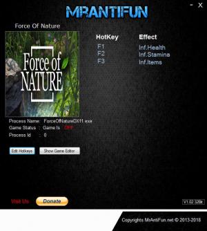 Force of Nature  Trainer for PC game version v1.1.19