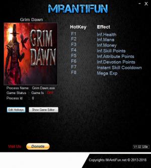 Grim Dawn Trainer for PC game version v1.0.7.0