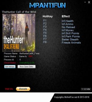 theHunter: Call of the Wild Trainer for PC game version v1577407
