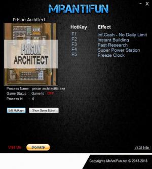 Prison Architect Trainer for PC game version v4f