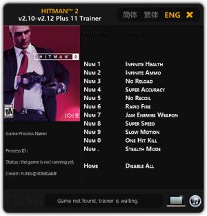 Hitman 2 Trainer for PC game version v2.12