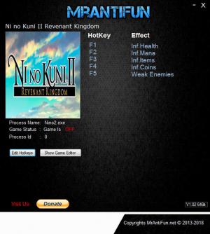 Ni No Kuni 2: Revenant Kingdom Trainer for PC game version v3.00