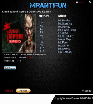 Dead Island: Riptide Definitive Edition Trainer for PC game version v1.1.2