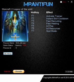 StarCraft 2: Legacy of the Void Trainer for PC game version v4.8.1.71523 64Bit