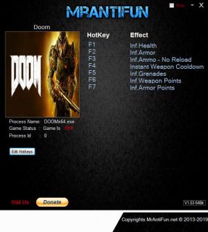Doom 2016 Trainer for PC game version v12.01.2019