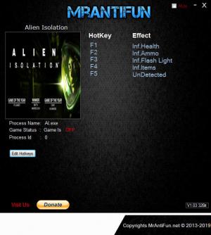 Alien: Isolation Trainer for PC game version v13.01.2019