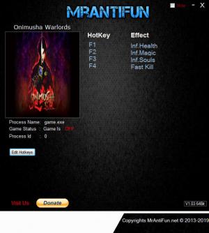Onimusha: Warlords Trainer for PC game version v20.01.2019