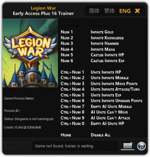 Legion War Trainer for PC game version Early Access Update 2019.01.24