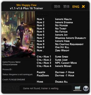 We Happy Few Trainer for PC game version v1.6