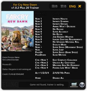 Far Cry: New Dawn Trainer for PC game version v1.0.2