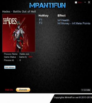 Hades - Battle Out of Hell Trainer for PC game version v0.14115