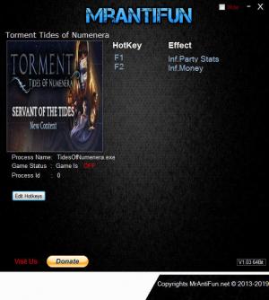 Torment: Tides of Numenera Trainer for PC game version v1.1.0