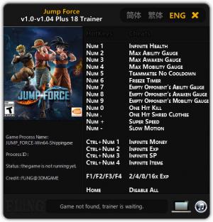 Jump Force Trainer for PC game version v1.04