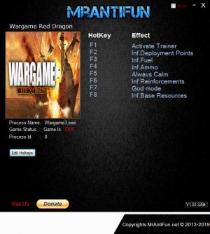 Wargame: Red Dragon Trainer for PC game version v18.11.02.51006