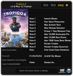 Tropico 6 Trainer for PC game version  v1.0