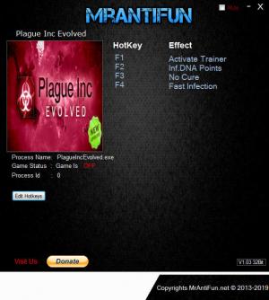 Plague Inc. Evolved Trainer for PC game version v1.16.7