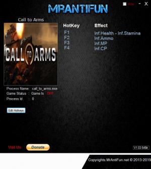 Call To Arms Trainer for PC game version v1.018.1 64bit