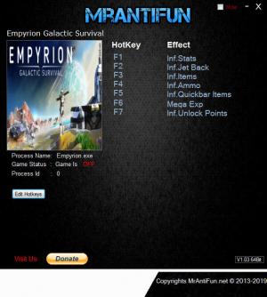 Empyrion: Galactic Survival Trainer for PC game version v9.7.1.2321