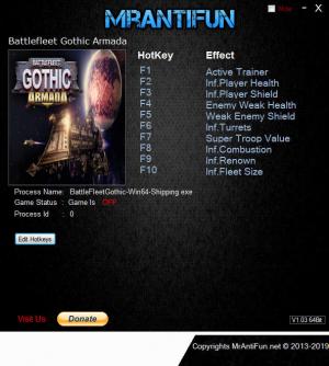 Battlefleet Gothic: Armada Trainer for PC game version v1.8.12174