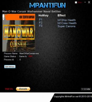 Man O'War: Corsair Warhammer Naval Battles Trainer for PC game version v1.4.2