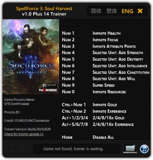 SpellForce 3: Soul Harvest Trainer for PC game version v1.0