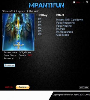 StarCraft 2: Legacy of the Void Trainer for PC game version v4.9.1.74456 64Bit