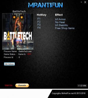 Battletech 2018 Trainer for PC game version v1.6.0