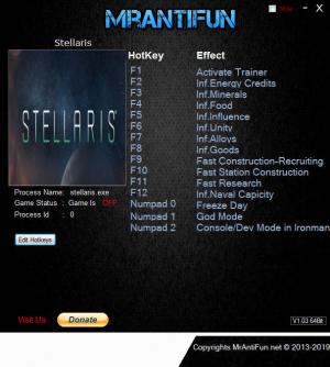 Stellaris Trainer for PC game version v2.3.0