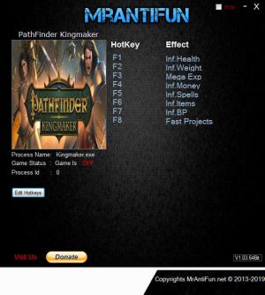 Pathfinder: Kingmaker Trainer for PC game version v2.0.2