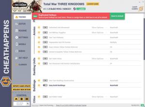Total War: THREE KINGDOMS Trainer for PC game version v1.1.0 Build 9942.1686551