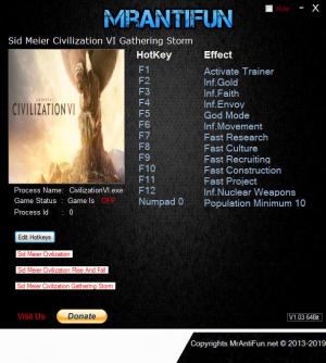 Sid Meier’s Civilization 6 Trainer for PC game version v1.0.0.328