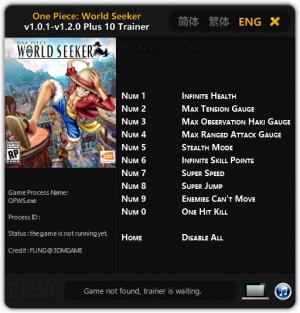 ONE PIECE World Seeker Trainer for PC game version v1.2.0