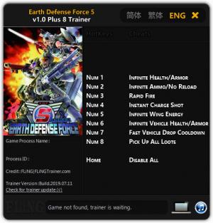 Earth Defense Force 5 Trainer for PC game version v1.0