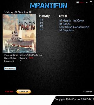 Victory At Sea Pacific Trainer for PC game version v1.4.0