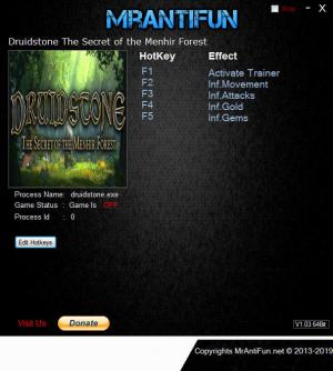 Druidstone: The Secret of the Menhir Forest Trainer for PC game version  v1.0.27