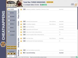 Total War: THREE KINGDOMS Trainer for PC game version v1.2.0 Build 10692.1721812