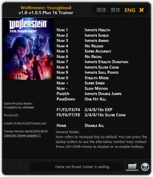 Wolfenstein: Youngblood Trainer for PC game version v1.0.5