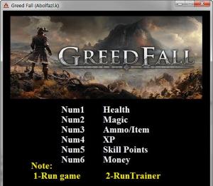 GreedFall Trainer for PC game version v1.0
