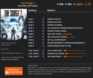 The Surge 2 Trainer for PC game version v1.0