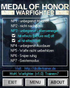 Medal of Honor: Warfighter Trainer +7 v1.0 {dR.oLLe}