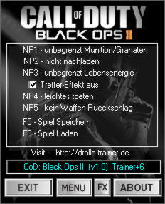 Call of Duty: Black Ops 2 Trainer +6 v1.0 {dR.oLLe}