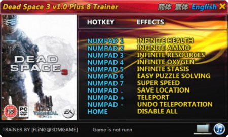 Dead Space 3 Trainer +8 v1.0 {FLiNG}