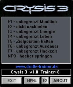 Crysis 3 Trainer +8 v1.0 {dR.oLLe}